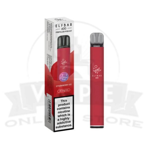 Strawberry Ice Elf Bar 600 Puffs 20mg Reusable Vape Pod Kit