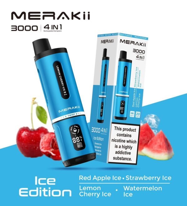 Merakii 3000 Puffs Disposable Vape 4 in 1 Pod System Kit