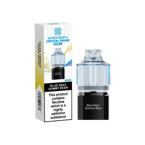 Aura Bar Crystal Prime 10K Prime Blue Razz Gummy Bear Prefilled Pod