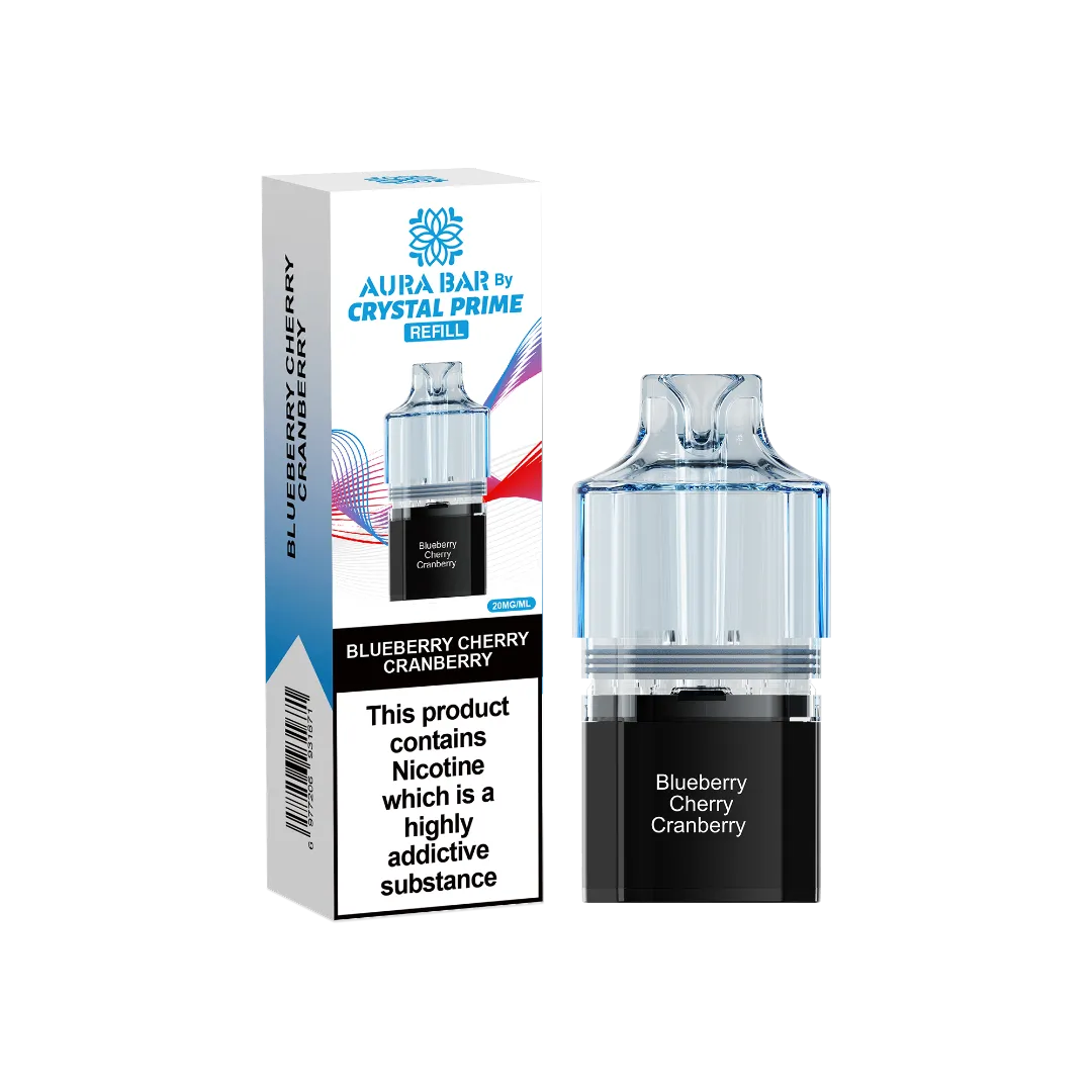 Aura Bar Crystal Prime 10K Prime Blueberry Cherry Craneberry Prefilled Pod