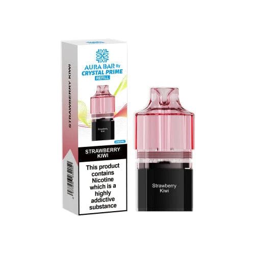 Aura Bar Crystal Prime Strawberry Kiwi Flavored Prefilled Pod Red Color