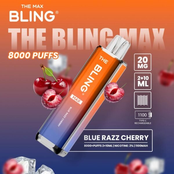 Bling Max 8000 Puffs Vape Kit Blue Razz Cherry