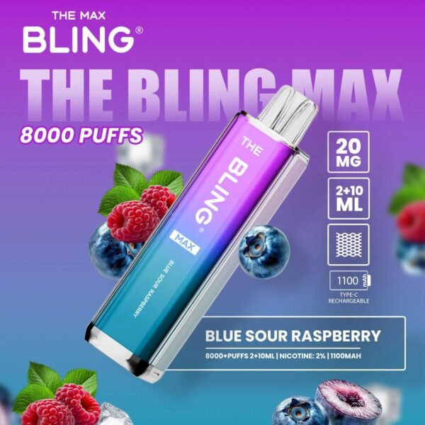 Bling Max 8000 Puffs Vape Kit Blue Sour Raspberry