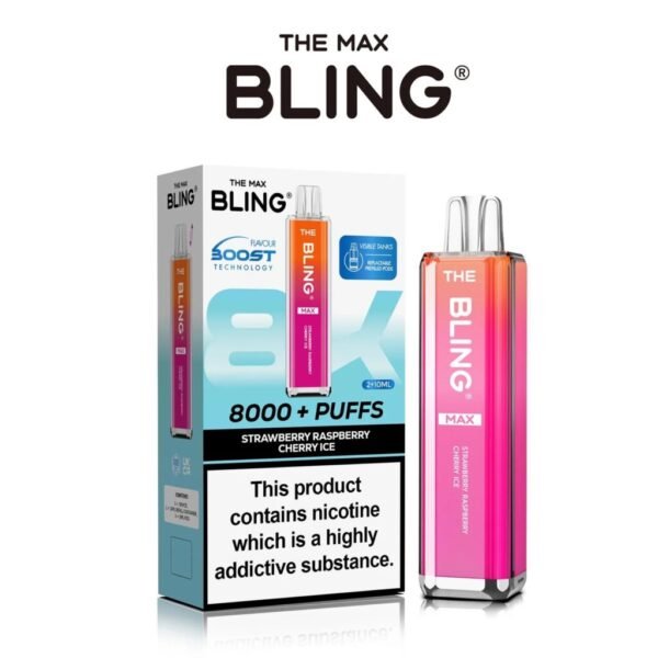 Bling Max 8000 Puffs Vape Kit Strawberry Raspberry Cherry Ice 1