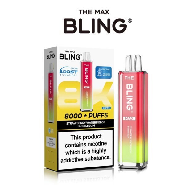Bling Max 8000 Puffs Vape Kit Strawberry Watermelon Bubblegum 1