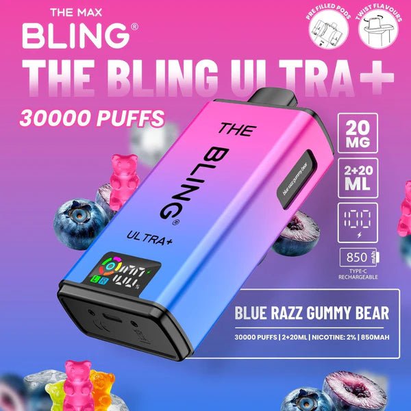 Bling Ultra Plus 30K Vape Kit Blue Razz Gummy Bear