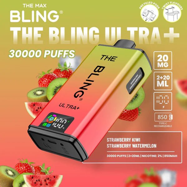 Bling Ultra Plus 30K Vape Kit Strawberry Kiwi And Strawberry Watermelon