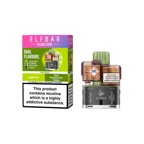 Elfbar Dual 10K Replacement Pod In Apple Pear And Kiwi Passion Fruit Guava