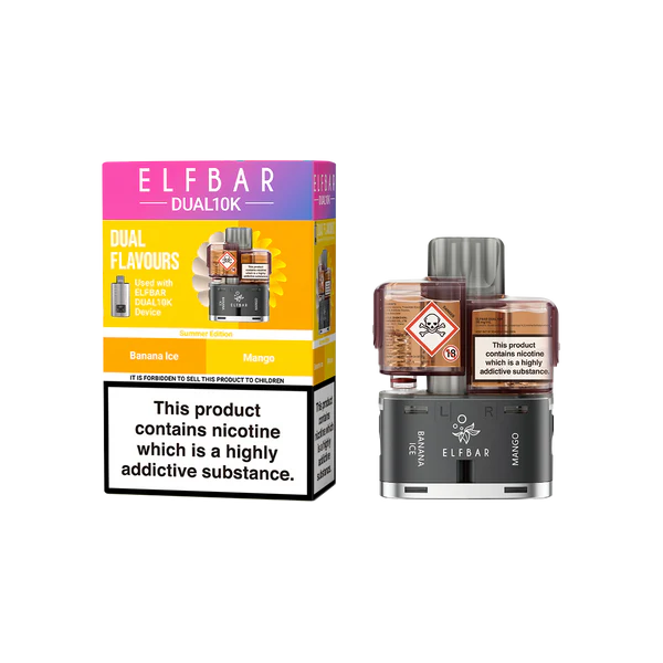 Elfbar Dual 10K Replacement Pod In Banana Ice And Mango