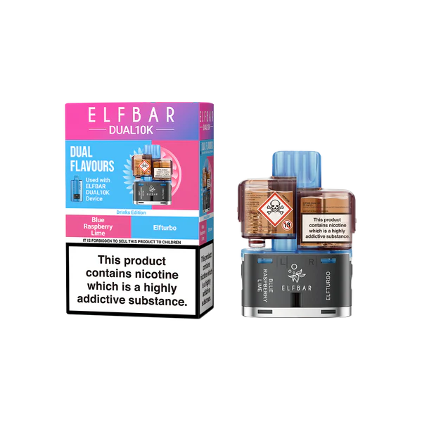 Elfbar Dual 10K Replacement Pod In Blue Raspberry Lime And Elfturbo