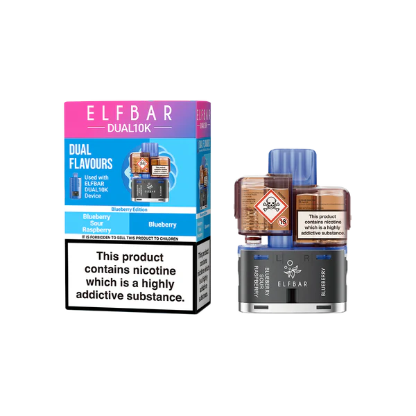 Elfbar Dual 10K Replacement Pod In Blueberry Sour Raspberry And Blueberry