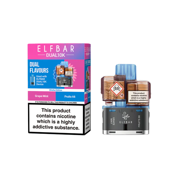 Elfbar Dual 10K Replacement Pod In Grape Mint And Fruit 66