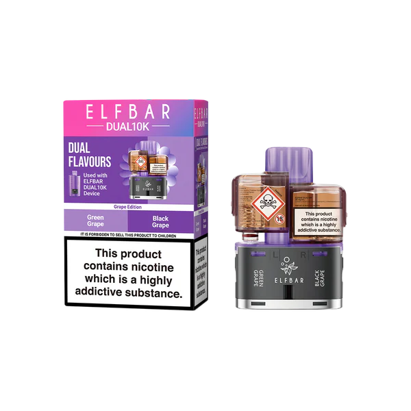 Elfbar Dual 10K Replacement Pod In Green Grape And Black Grape