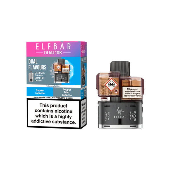Elfbar Dual 10K Replacement Pod In Snoow Tobacco And Pepper Mint Tobacco