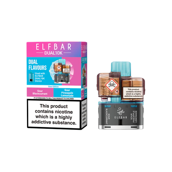 Elfbar Dual 10K Replacement Pod In Sour Blackcurrant And Sour Pineapple Lemonade