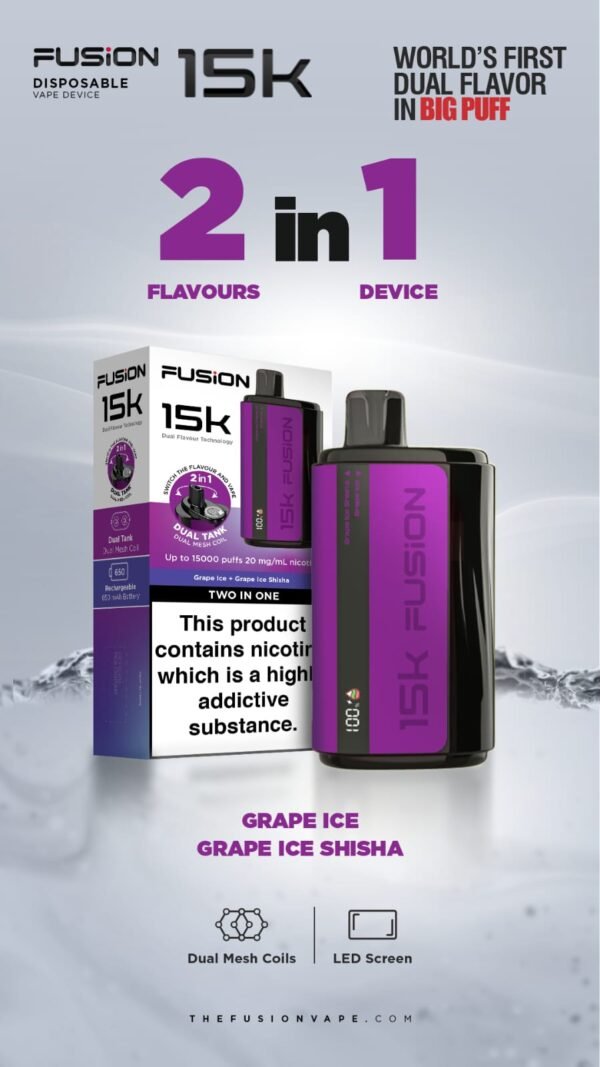 Fusion 15K Puffs 2 In 1 Disposable Vape Pod Kit Box Of 5 Grape Ice Grape Ice Shisha Vapeukwholesale 863672 5Cb8D4A5 780B 4189 8546 7Ab6E1C027E8