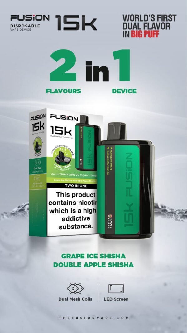Fusion 15K Puffs 2 In 1 Disposable Vape Pod Kit Box Of 5 Grape Ice Shisha Double Apple Shisha Vapeukwholesale 205376 Bb7215A2 3C40 4D57 9F18 041Bfe94D5Ca