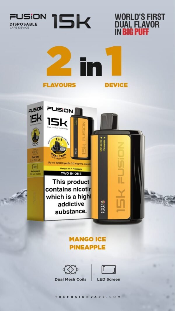 Fusion 15K Puffs 2 In 1 Disposable Vape Pod Kit Box Of 5 Mango Ice Pineapple Vapeukwholesale 442209 Dfa32616 347D 425E 86Bf A02E624Aec76