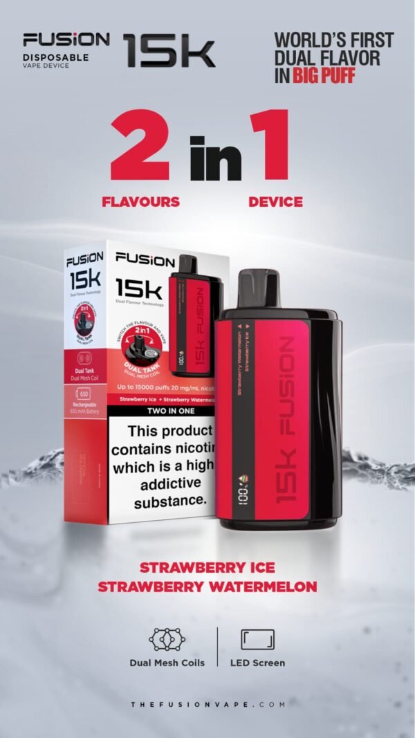 Fusion 15K Puffs 2 In 1 Disposable Vape Pod Kit Box Of 5 Strawberry Ice Strawberry Watermelon Vapeukwholesale 540158 1F70Cab1 Dbfb 4298 Af9B Caa1599075C2