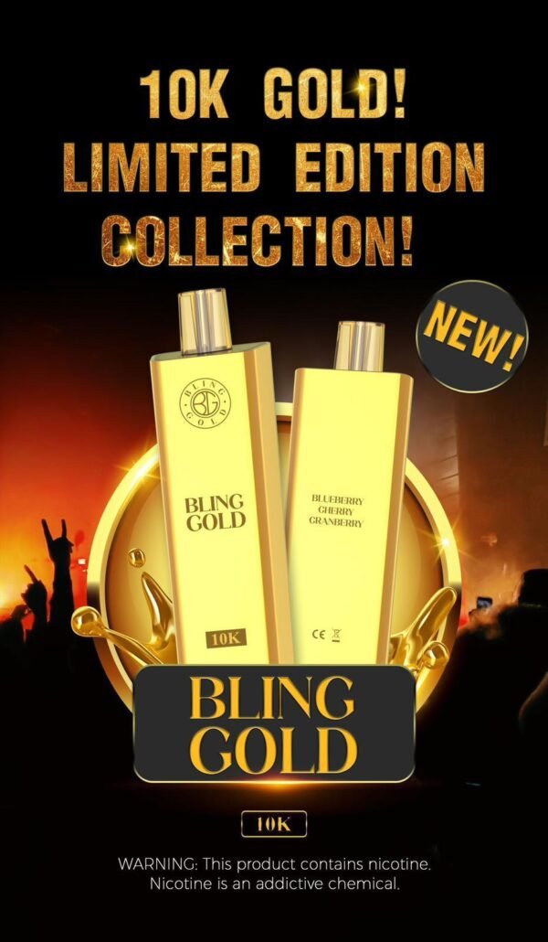 Gold Bling 10000 Disposable Vape Puff Pod Bar Box Of 10 Simbavapeswholesale 312803