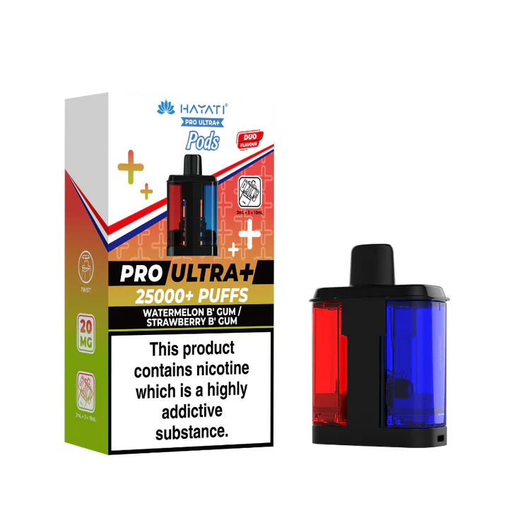 Hayati Pro Ultra Plus 25K Strawberry B Gum Watermelon B Gum Prefilled Pod