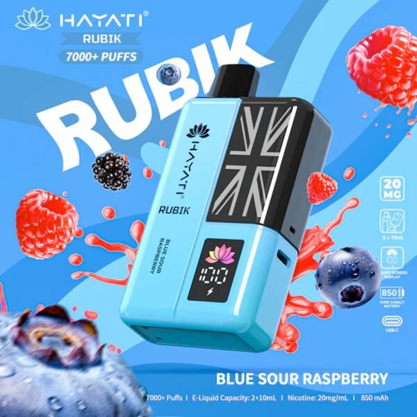 Hayati Rubik 7000 Plus Puffs In Blue Sour Raspberry