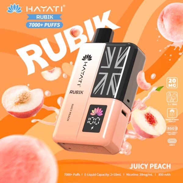 Hayati Rubik 7000 Plus Puffs In Juicy Peach