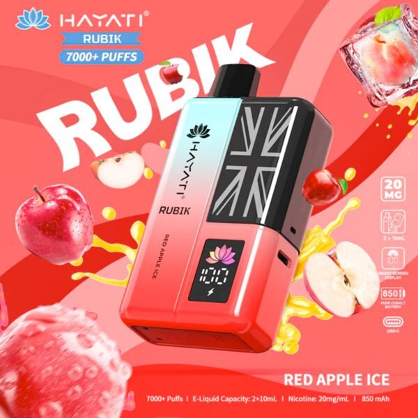 Hayati Rubik 7000 Plus Puffs In Red Apple Ice