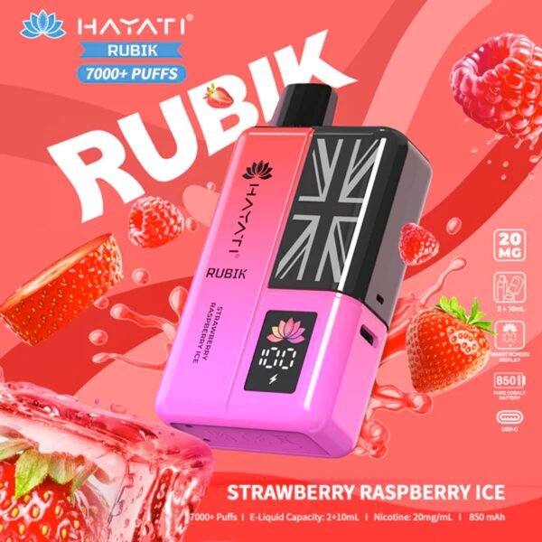 Hayati Rubik 7000 Plus Puffs In Strawberry Raspberry Ice