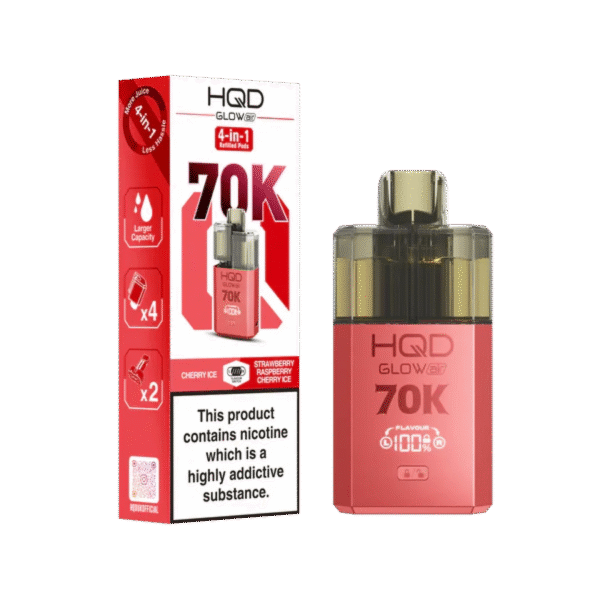 Hqd Glow Air 70K Prefilled Pod Kit In Cherry Ice And Strawberry Raspberry Cherry Ice