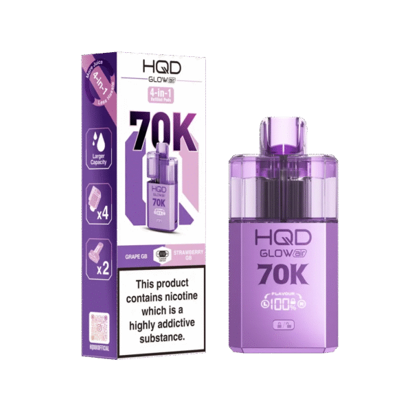 Hqd Glow Air 70K Prefilled Pod Kit In Grape Gb And Strawberry Gb