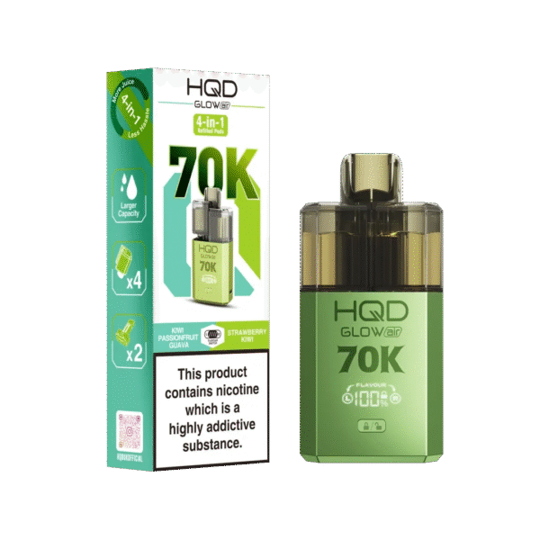 Hqd Glow Air 70K Prefilled Pod Kit In Kiwi Passion Fruit Guava And Strawberry Kiwi