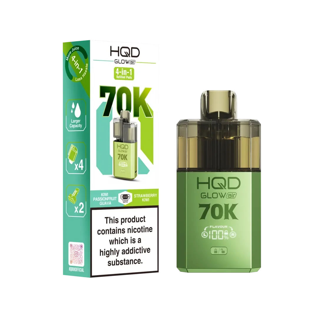 Hqd Glow Air 70K Prefilled Pod Kit In Kiwi Passion Fruit Guava And Strawberry Kiwi