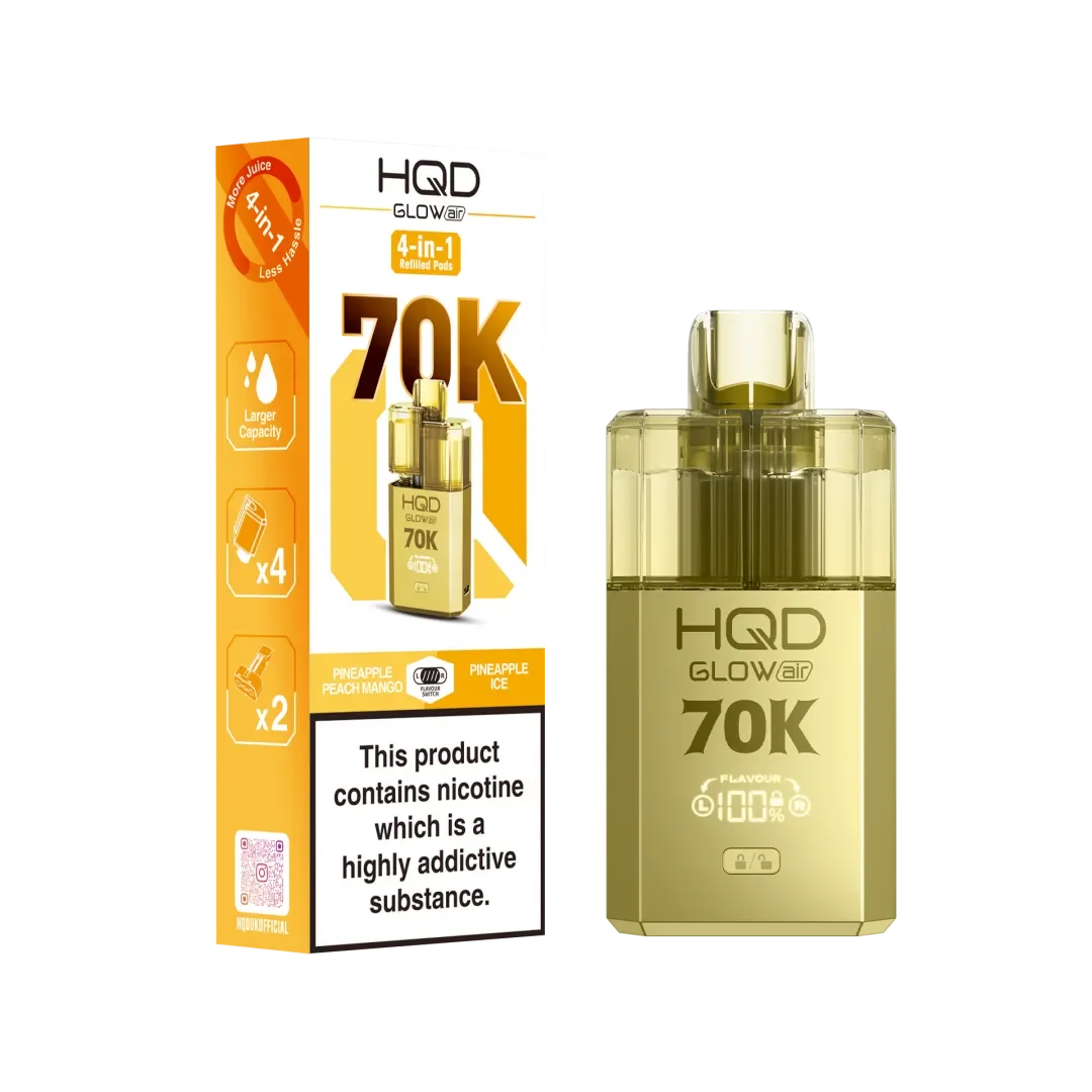 Hqd Glow Air 70K Prefilled Pod Kit In Pineapple Peach Mango And Pineapple Ice