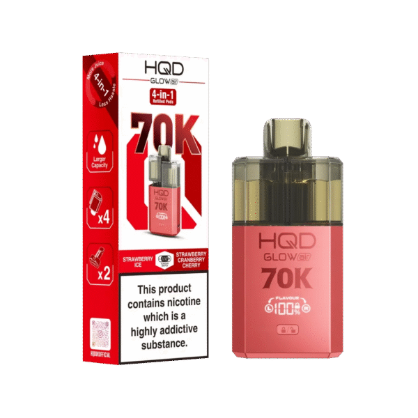 Hqd Glow Air 70K Prefilled Pod Kit In Strawberry Ice And Strawberry Cranberry Cherry