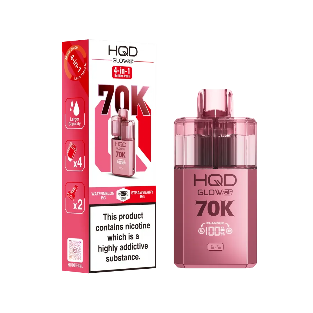 Hqd Glow Air 70K Prefilled Pod Kit In Watermelon Gb And Strawberry Gb