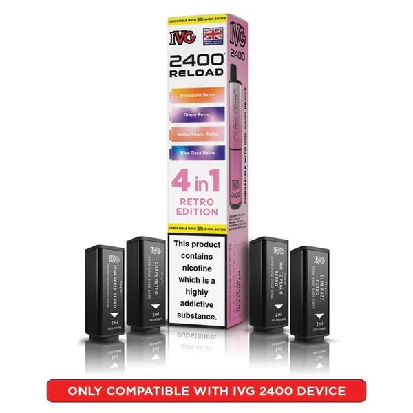 Ivg 2400 Reload 4 In 1 Prefilled Pods In Retro Edition Flavour