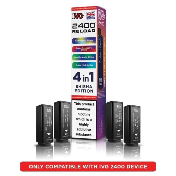 Ivg 2400 Reload 4 In 1 Prefilled Pods In Shisha Edition Flavour